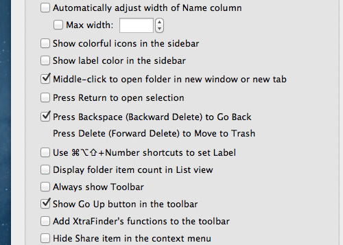 XtraFInder Options