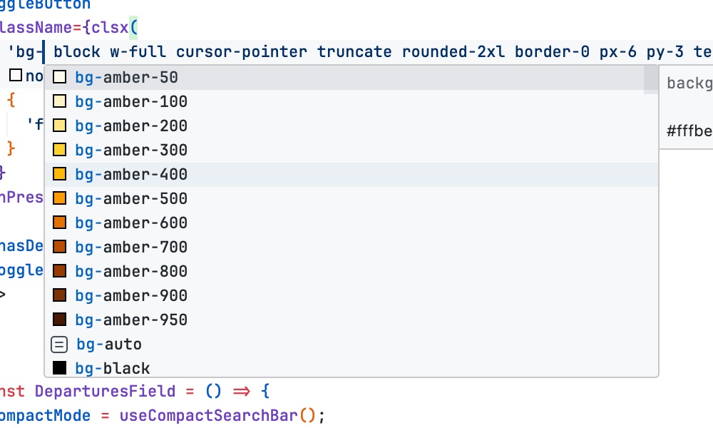 Tailwind CSS Intellisense VSCode extension autocomplete
