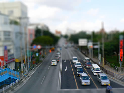 Mini-cars on a mini-street