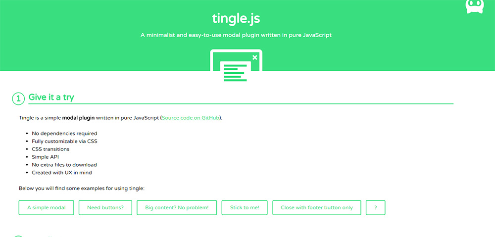 tingle.js modal plugin