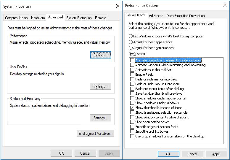 Turn Off Effects and Animations for Better Performance