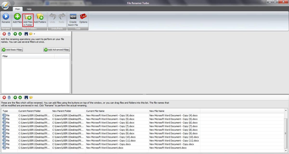 Adding files in File Renamer Turbo