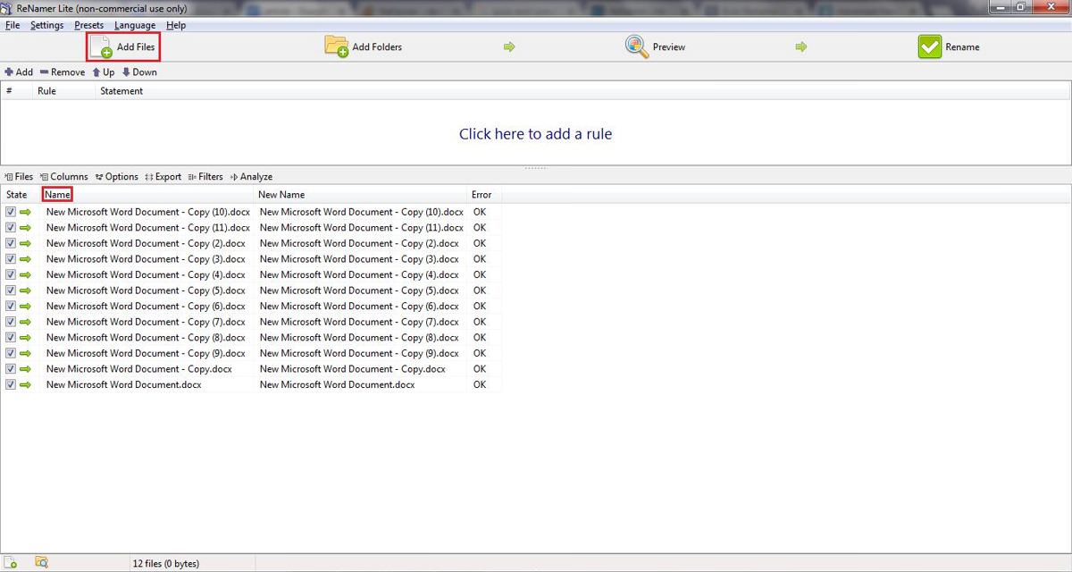 Opening ReNamer Lite