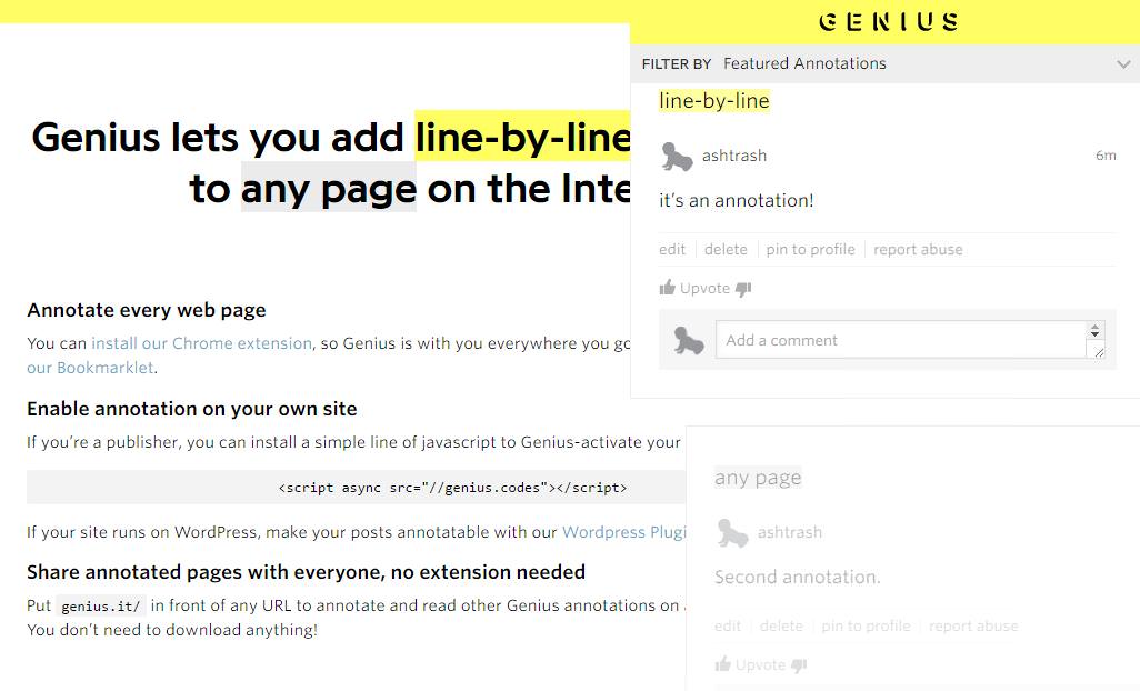 Genius Web Annotator