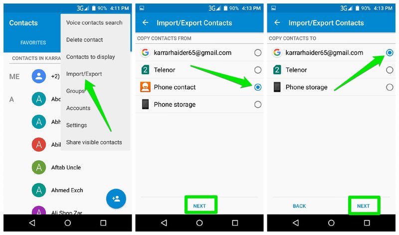 How to get contacts from google account