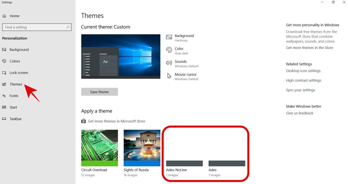 Apply Ades theme in Windows 10