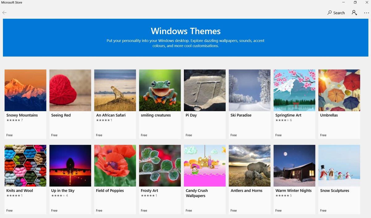 Windows Themes at the Microsoft Store