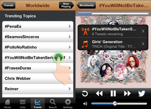 choose which trending topics and listen to it