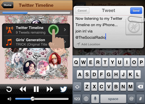 tweet that you're using the social radio