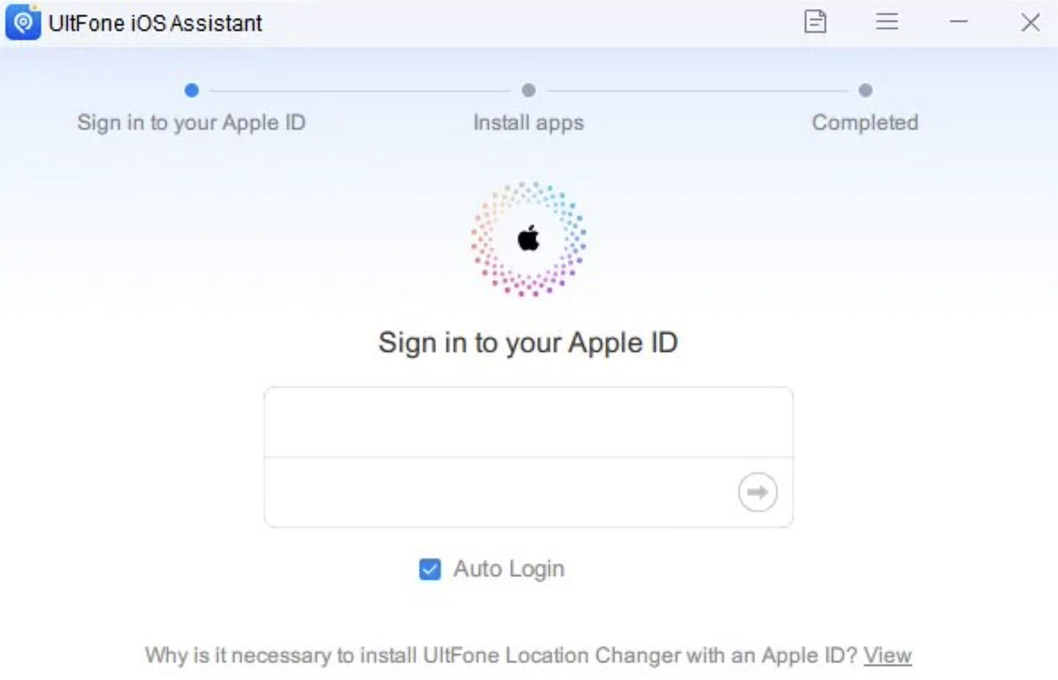 User signing into UltFone app with Apple ID