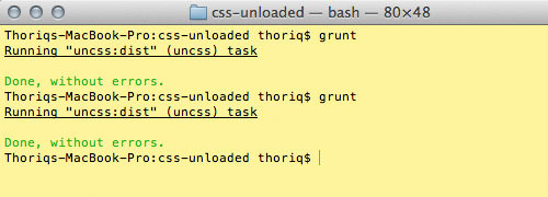 Running grunt-uncss task