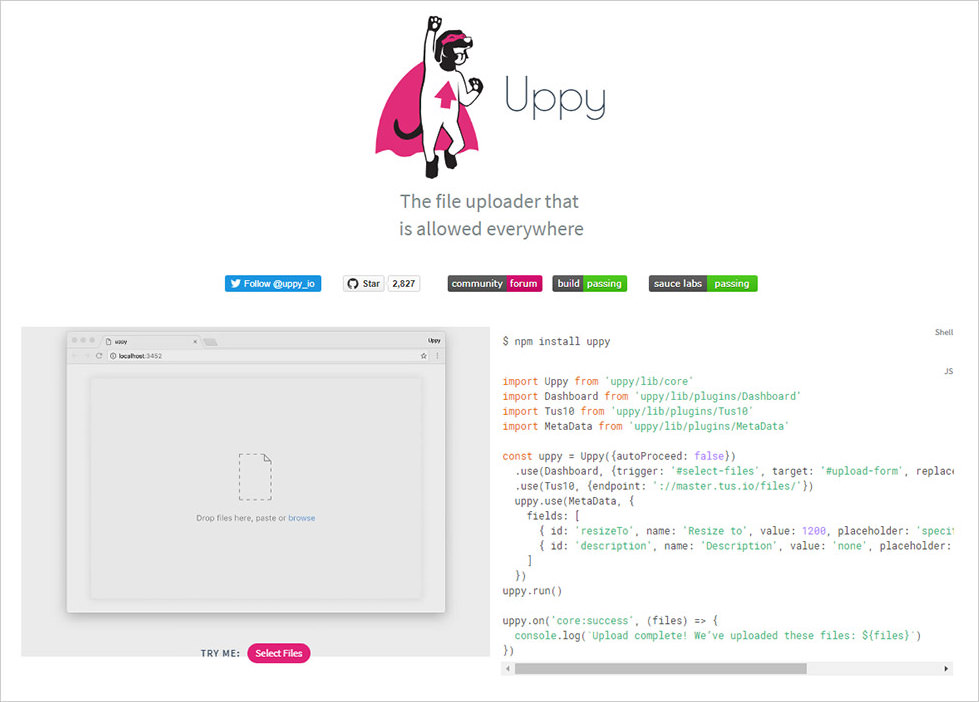 Скрипт загрузки Uppy.js