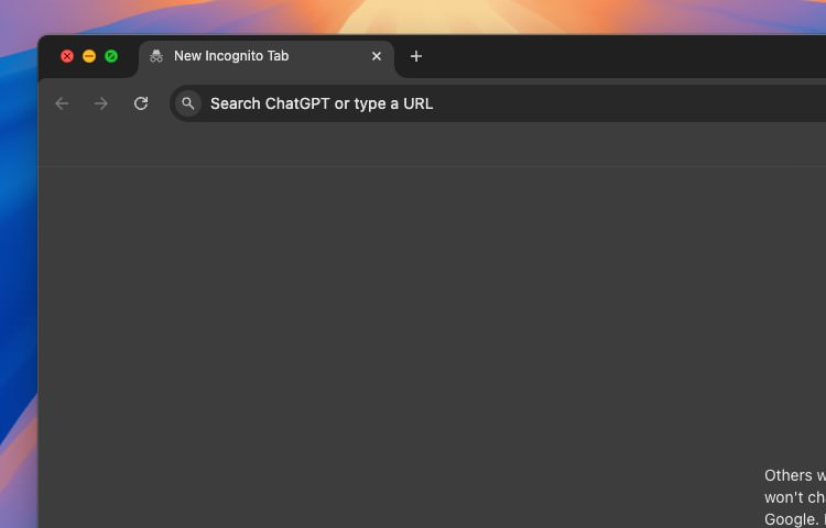 Screenshot of ChatGPT search bar in Chrome browser with search query