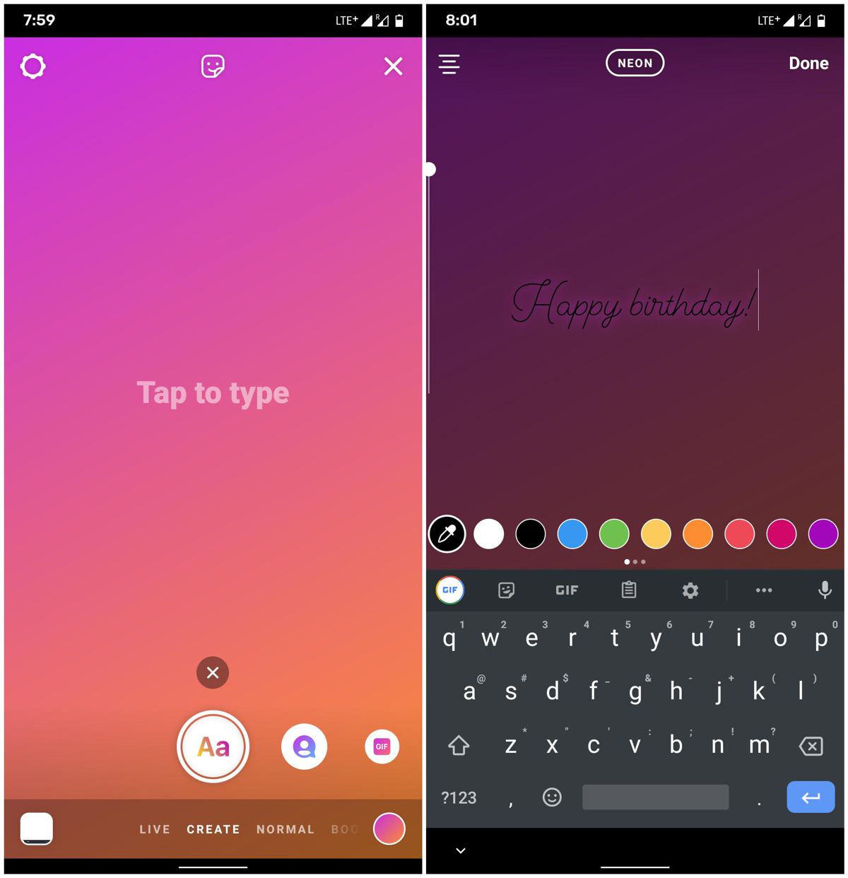 Create all-text, no-photo stories in Instagram