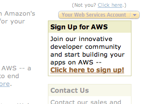 Amazon Web Services registration page