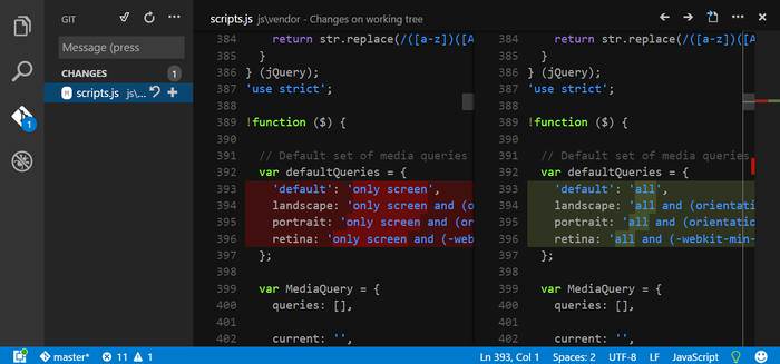 visual studio code git editor