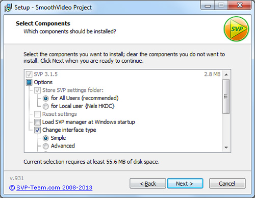 SmoothVideo Project Default Installation