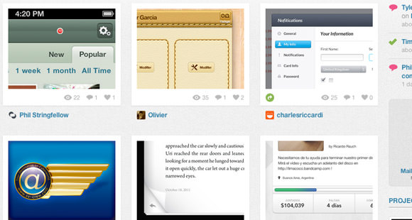 Dribbble Screenshot Thumbs