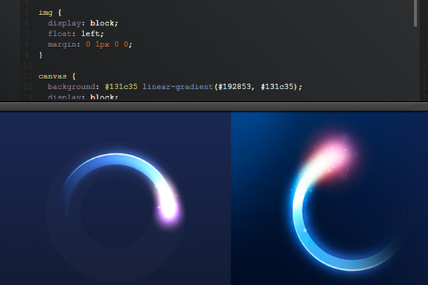 canvas css3 glowing rotating loader animation