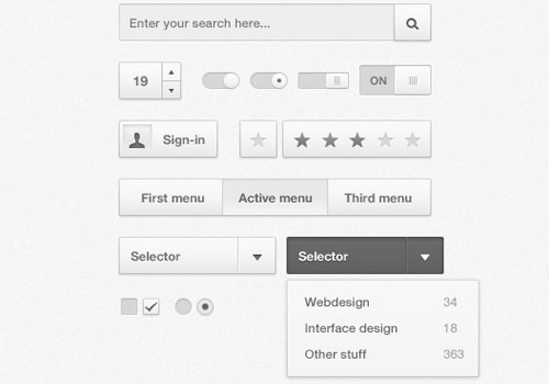 cloudy user interface kit psd freebie