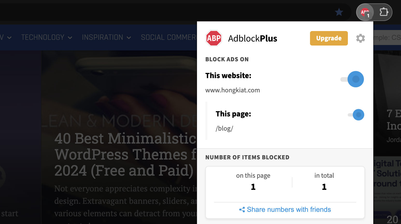 Adblock Plus Toggle Switch