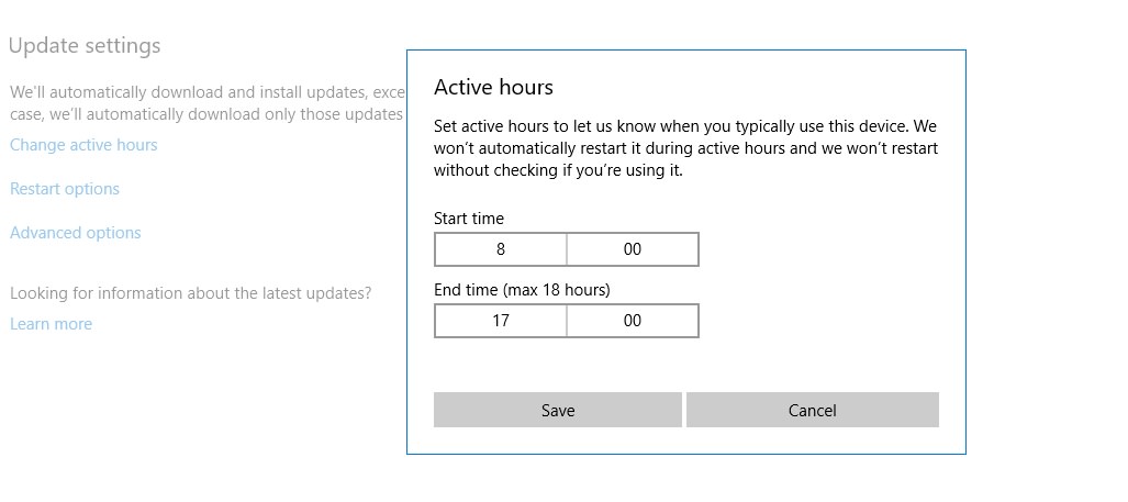 Control over update timings