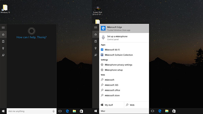 Searching apps through cortana