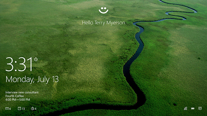 Windows Hello eye in the lock screen