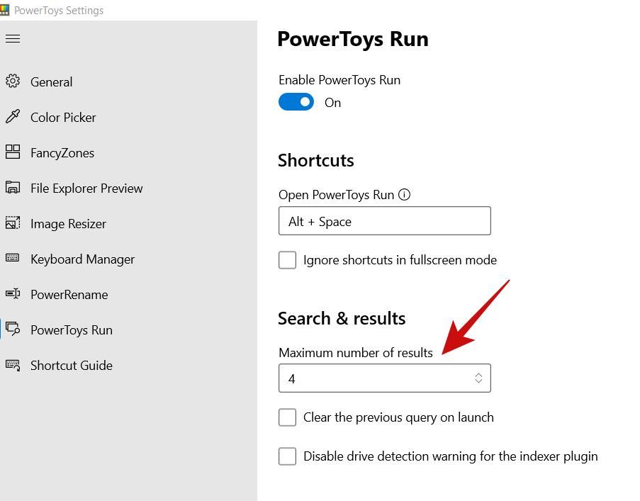 Show more results in PowerToys Run