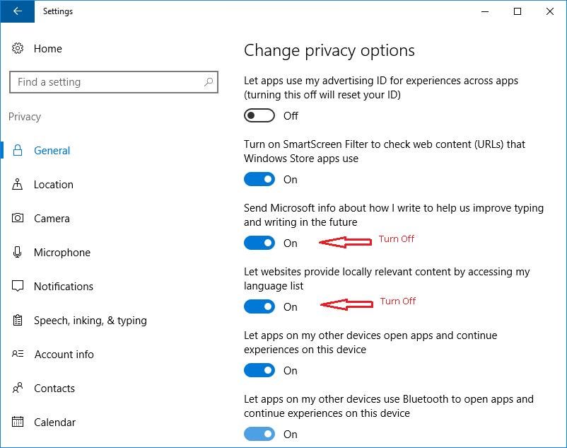 Change Privacy Options