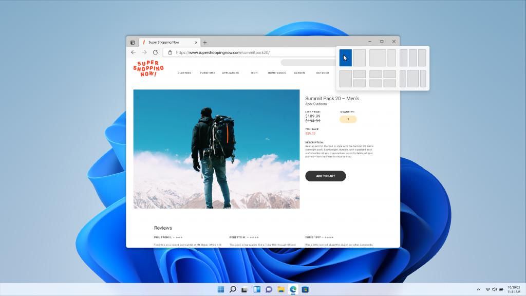 Snap Layouts on Windows 11