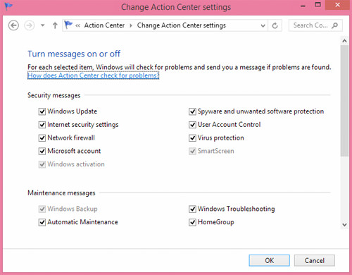 windows 7 disable action center