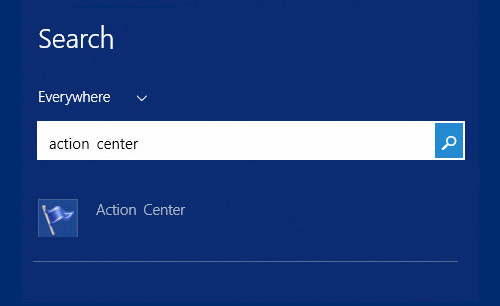 Search for action center