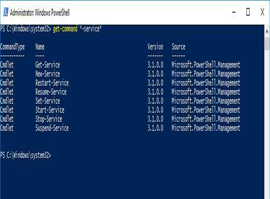 windows power shell command