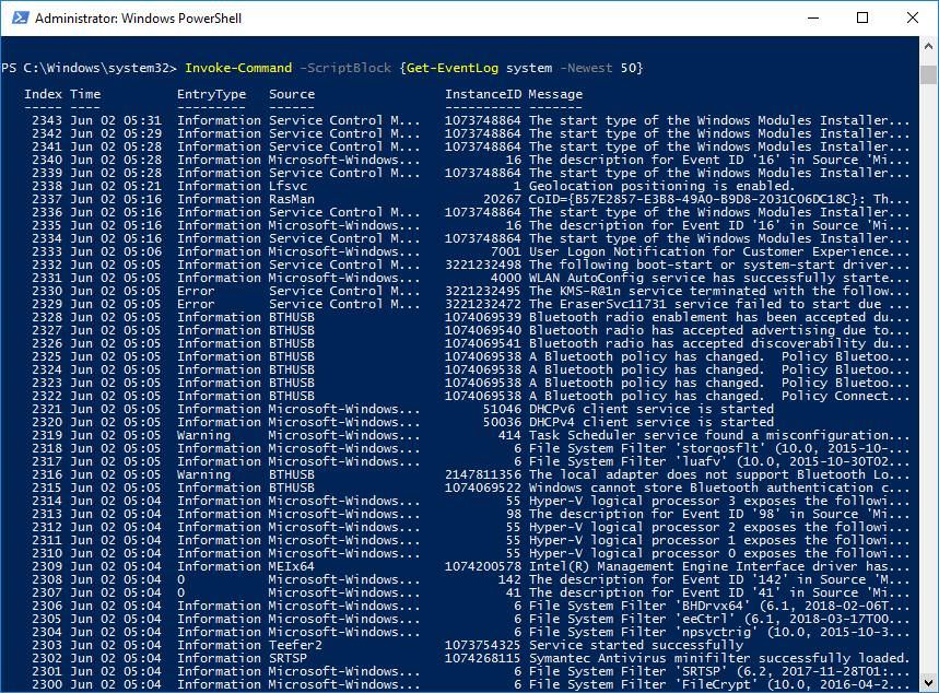 Команды Powershell Windows 10