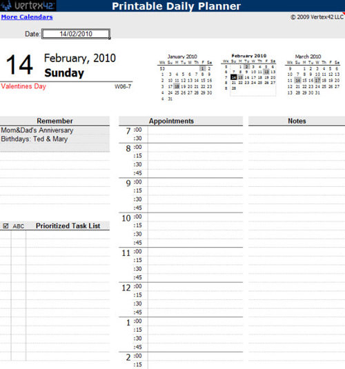 printable daily planner