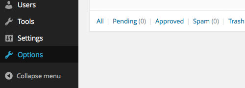 Wrench icon in the WordPress admin menu