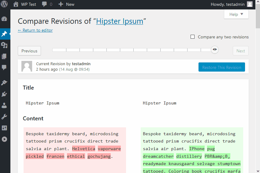 Compare adjacent revisions