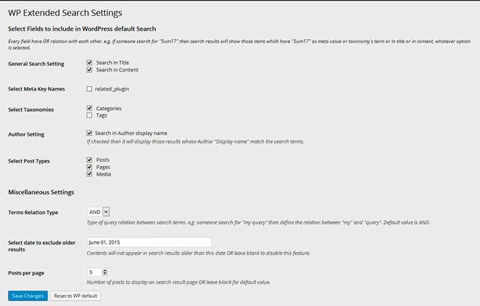 WP Extended Search