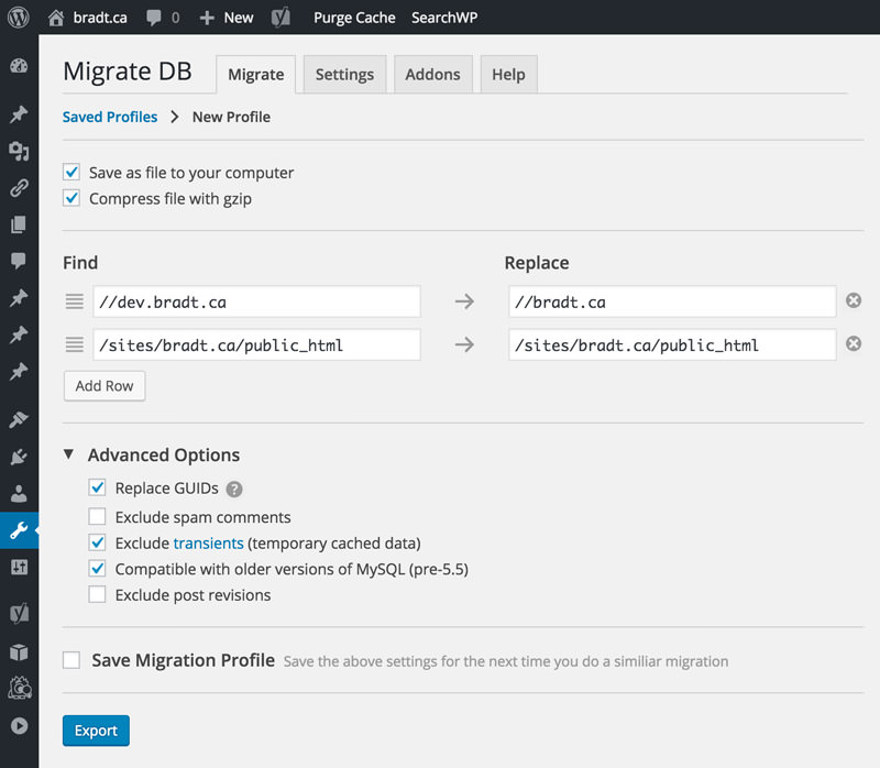 WP Migrate DB